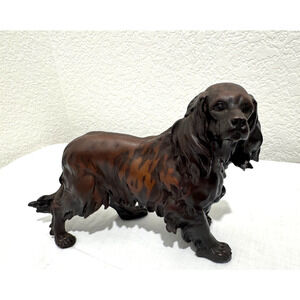 Vintage Cocker Spaniel Dog Figurine Standing Art Deco Resin 9.5" Long Carved